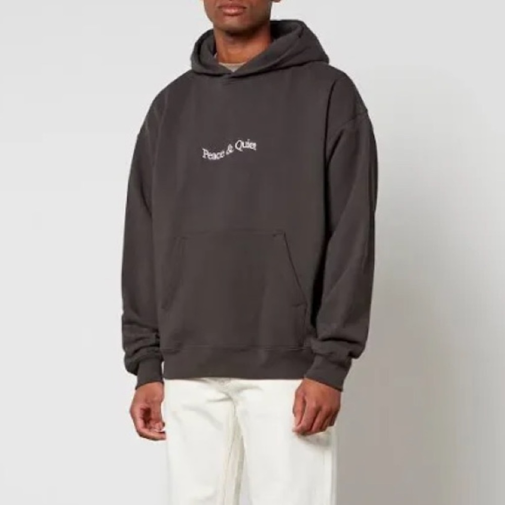 Peace & Quiet Wordmark Pullover Hoodie in Black